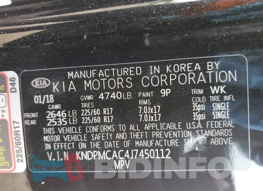 KNDPMCAC4J7450112 Photo# 13