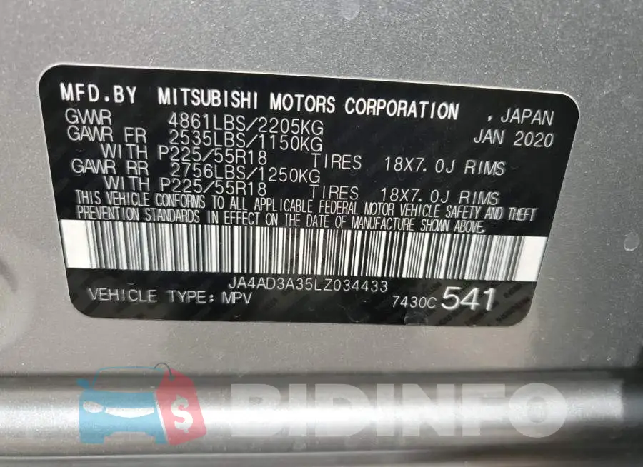 JA4AD3A35LZ034433 Photo# 12