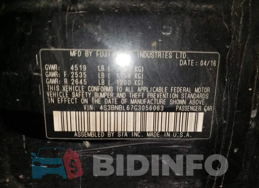 4S3BNBL67G3056063 Photo# 10