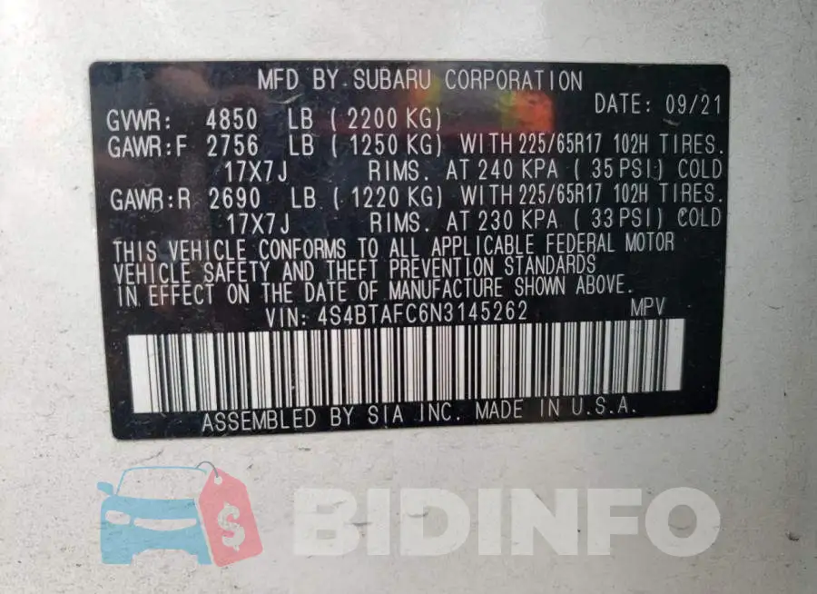 4S4BTAFC6N3145262 Photo# 13