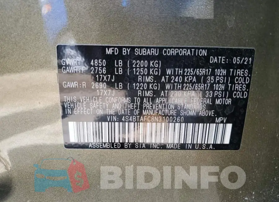 4S4BTAFC8N3100260 Photo# 12