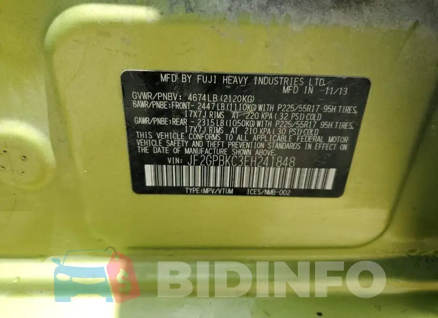 JF2GPBKC3EH241848 Photo# 14