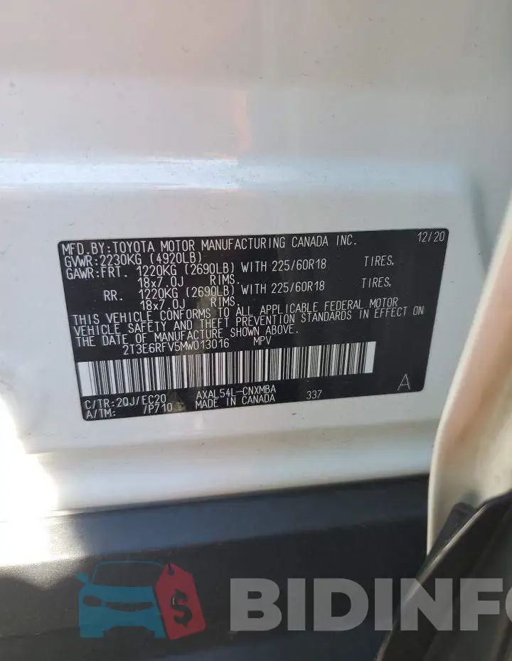2T3E6RFV5MW013016 Photo# 12