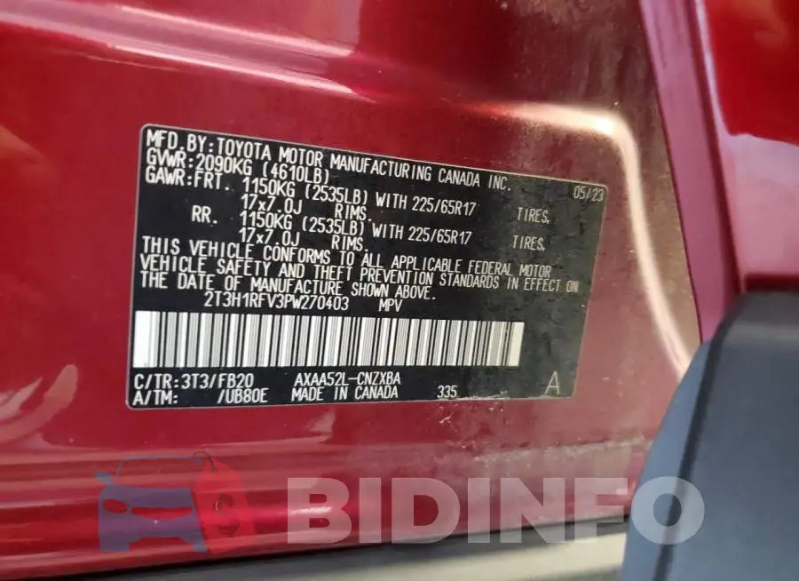 2T3H1RFV3PW270403 Photo# 13