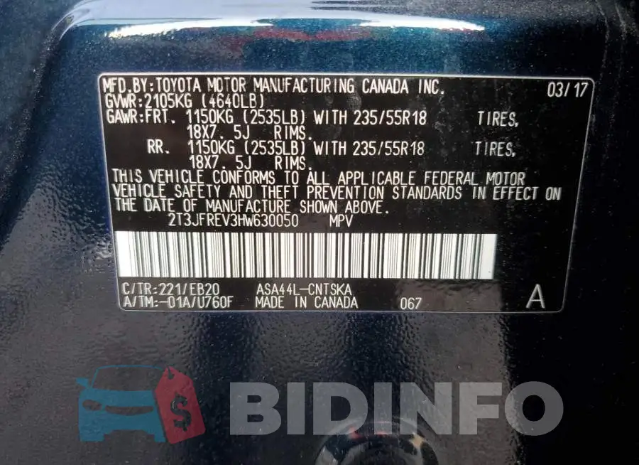 2T3JFREV3HW630050 Photo# 12
