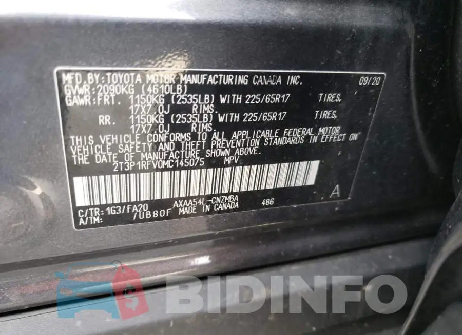 2T3P1RFV0MC145075 Photo# 10