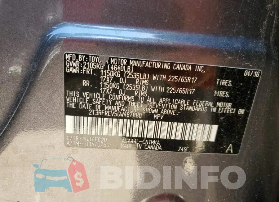 2T3RFREV5GW487880 Photo# 12