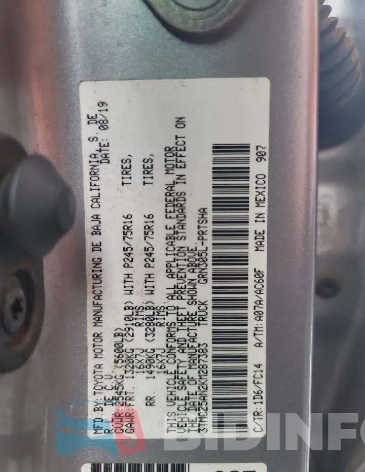3TMCZ5AN2KM287383 Photo# 12