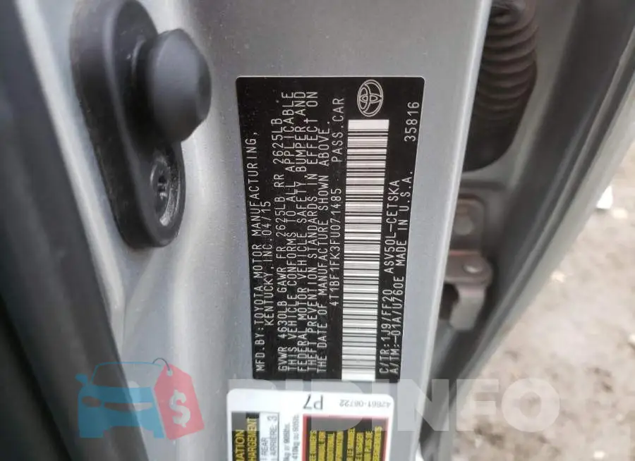 4T1BF1FK3FU071485 Photo# 10