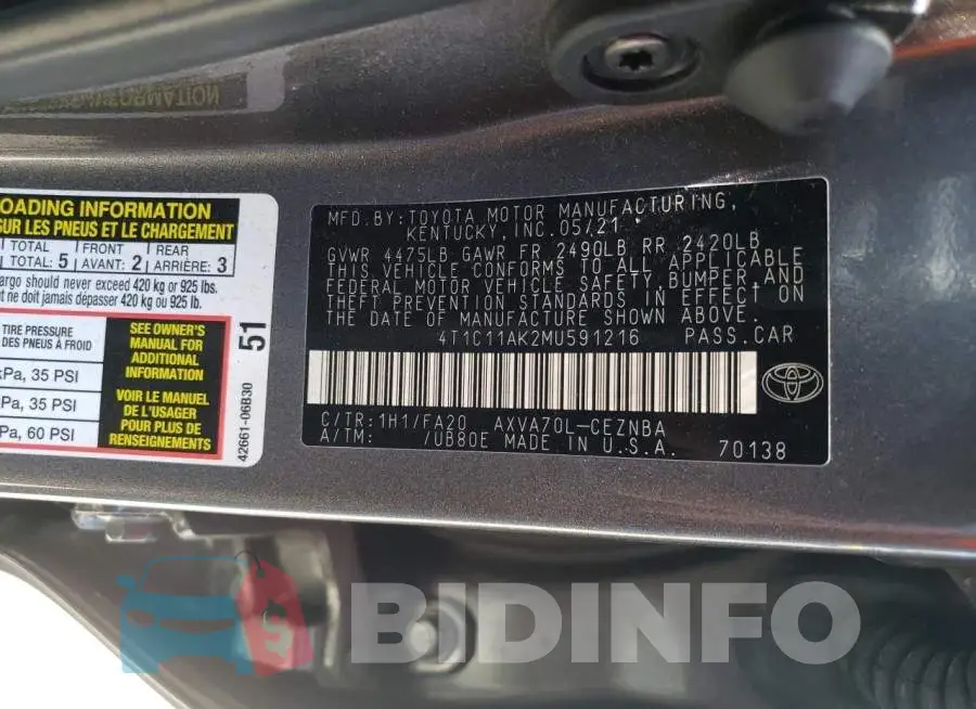 4T1C11AK2MU591216 Photo# 13