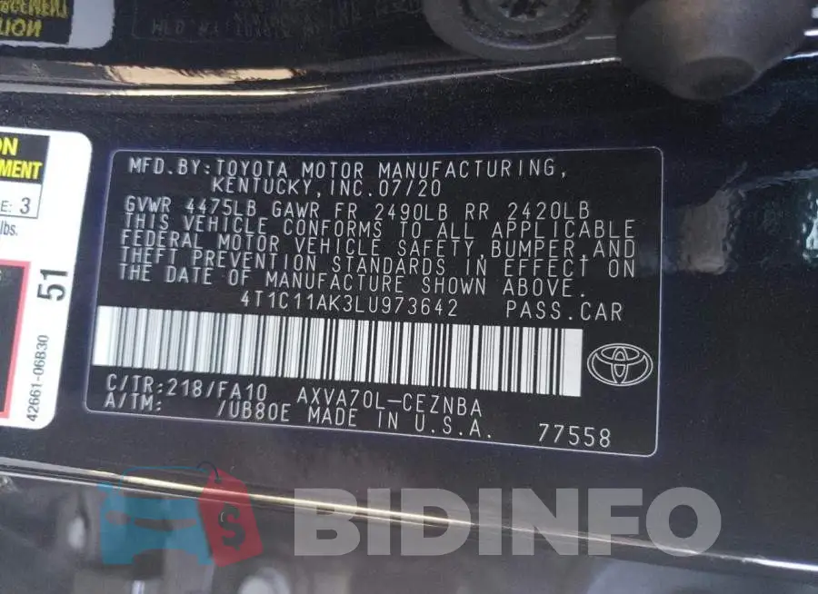 4T1C11AK3LU973642 Photo# 12