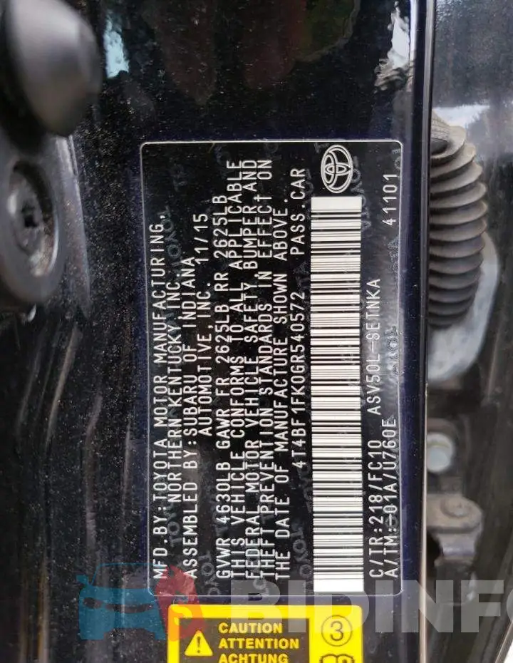 4T4BF1FK0GR540572 Photo# 12
