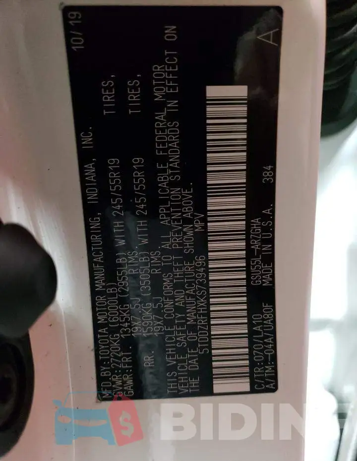 5TDDZRFHXKS739496 Photo# 13
