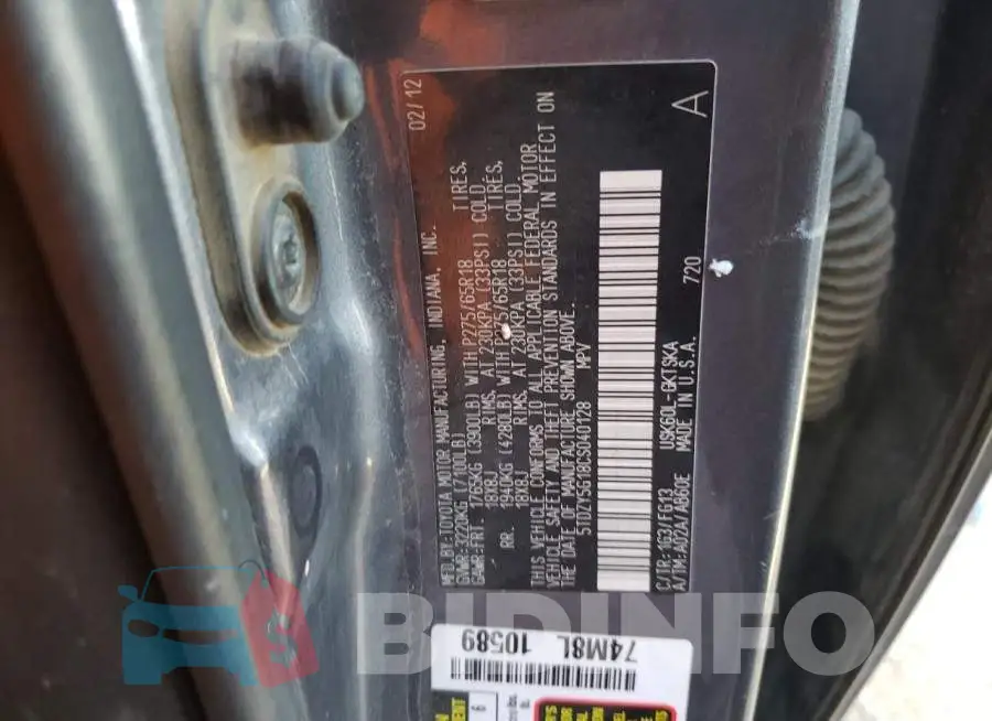 5TDZY5G18CS040128 Photo# 12