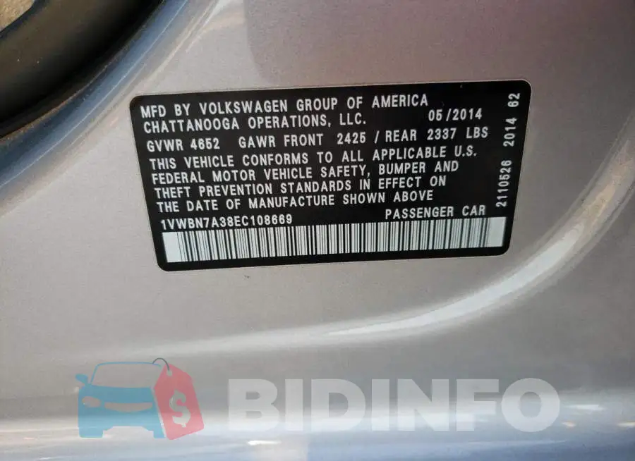 1VWBN7A38EC108669 Photo# 12