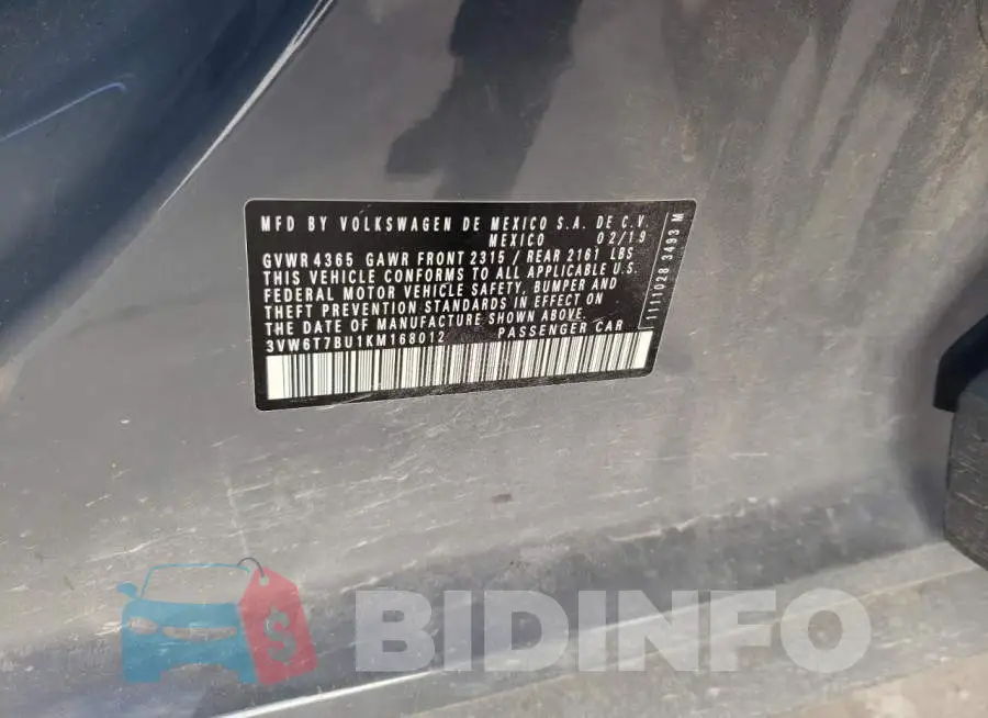3VW6T7BU1KM168012 Photo# 13