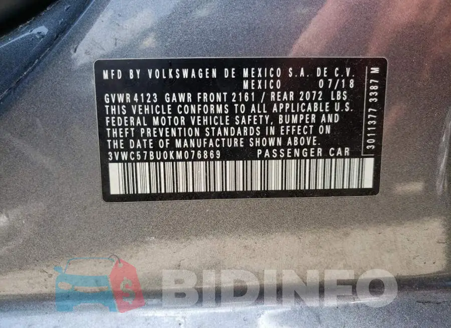3VWC57BU0KM076869 Photo# 13