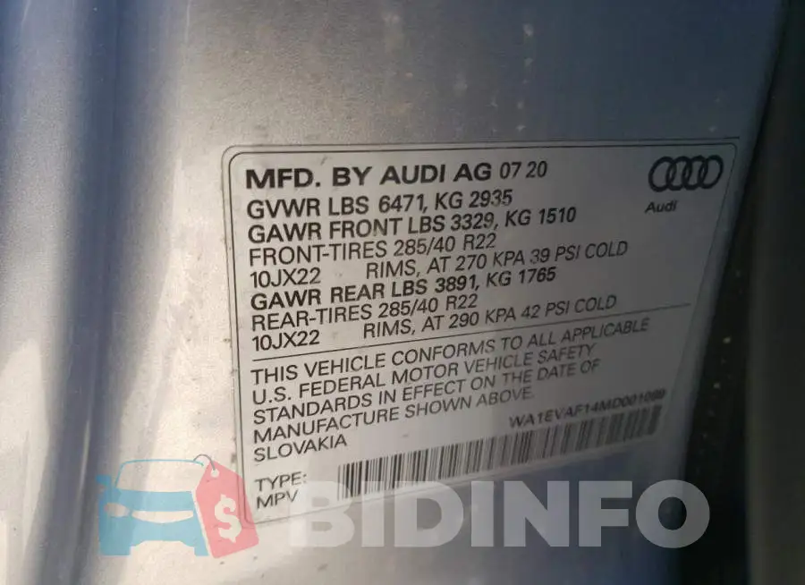 WA1EVAF14MD001089 Photo# 12
