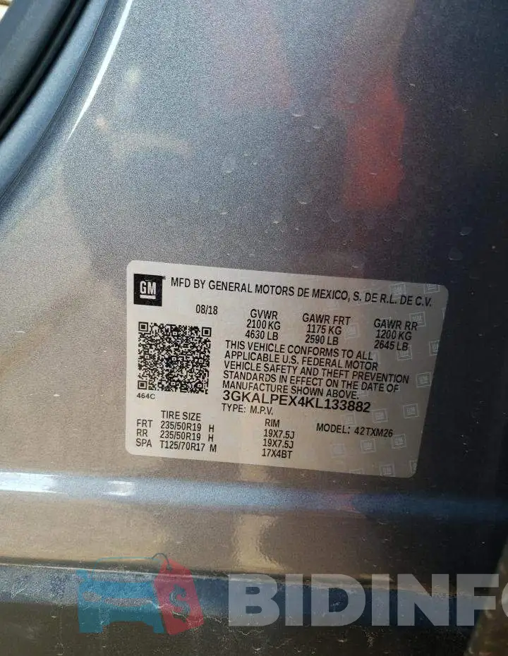 3GKALPEX4KL133882 Photo# 13