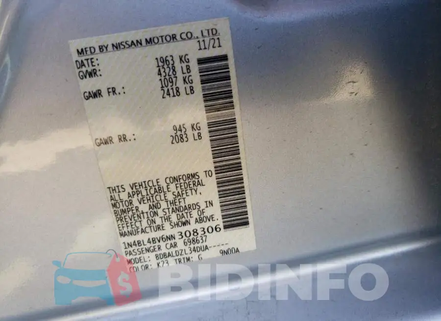 1N4BL4BV6NN308306 Photo# 13