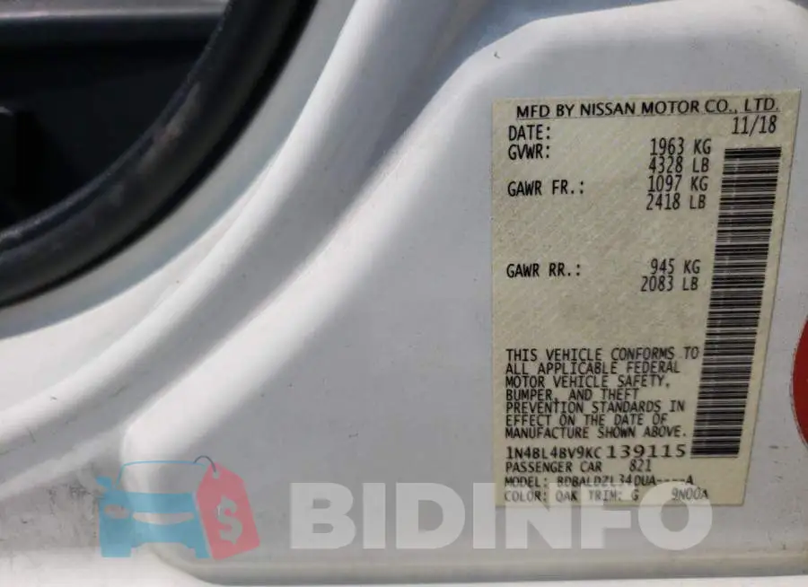 1N4BL4BV9KC139115 Photo# 13