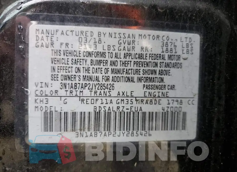 3N1AB7AP2JY285426 Photo# 12