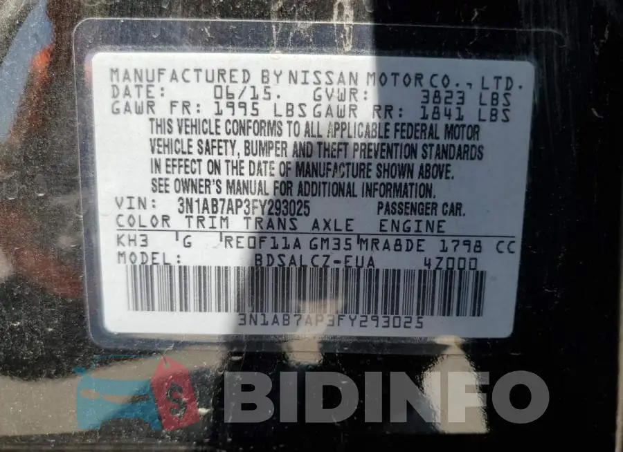 3N1AB7AP3FY293025 Photo# 12