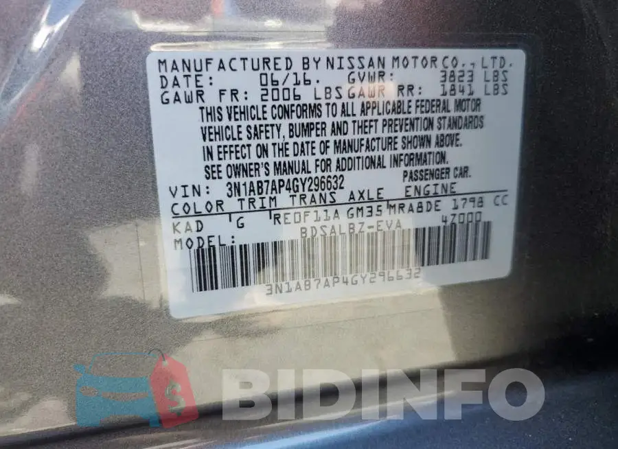 3N1AB7AP4GY296632 Photo# 13