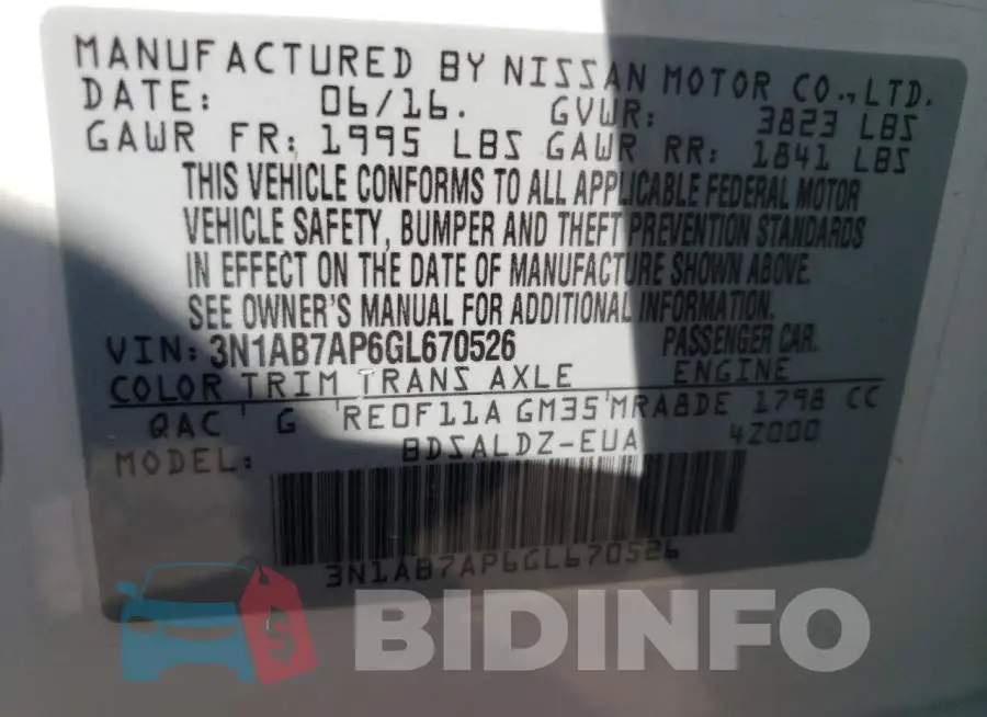 3N1AB7AP6GL670526 Photo# 13