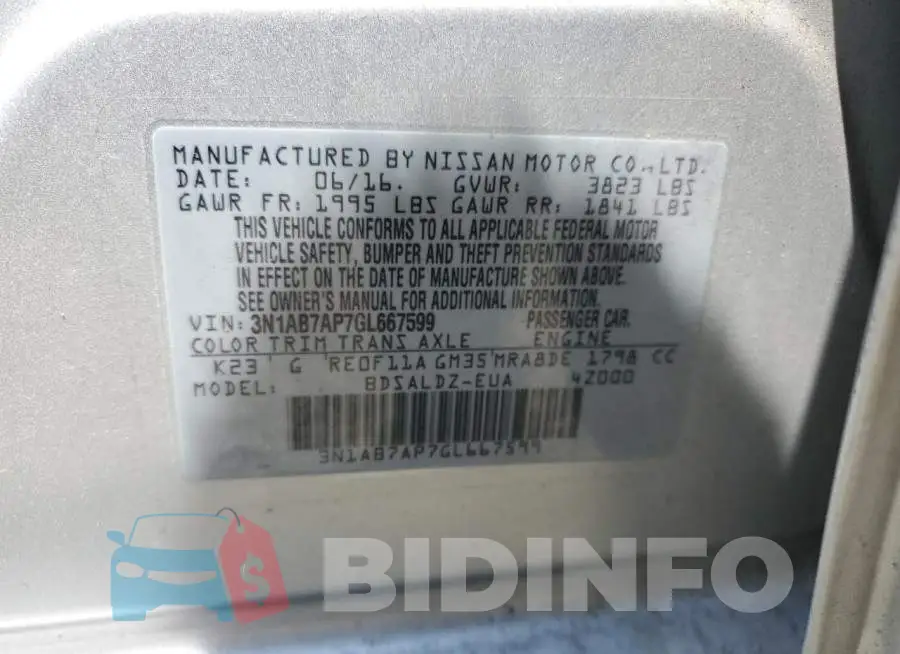 3N1AB7AP7GL667599 Photo# 12