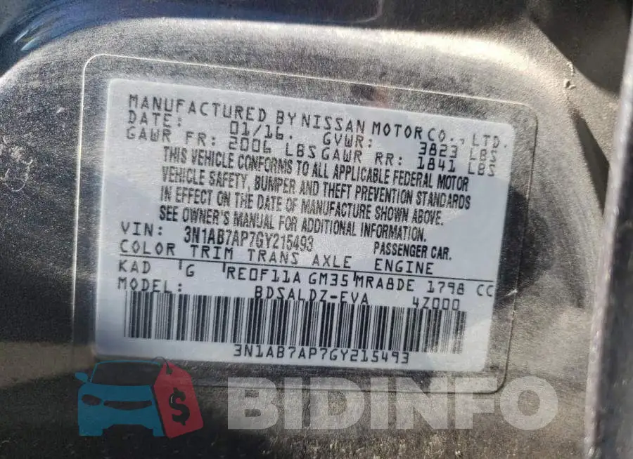 3N1AB7AP7GY215493 Photo# 12