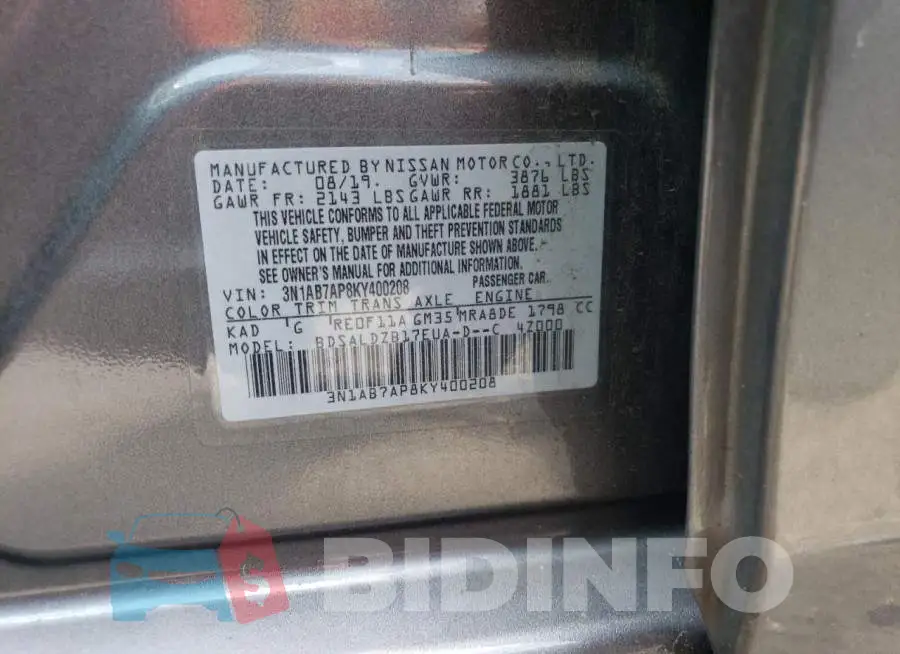3N1AB7AP8KY400208 Photo# 13