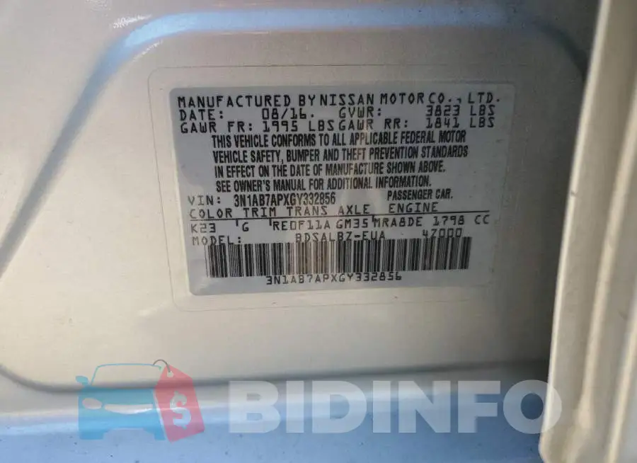 3N1AB7APXGY332856 Photo# 12