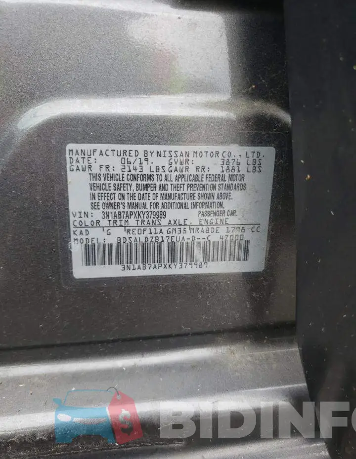 3N1AB7APXKY379989 Photo# 12