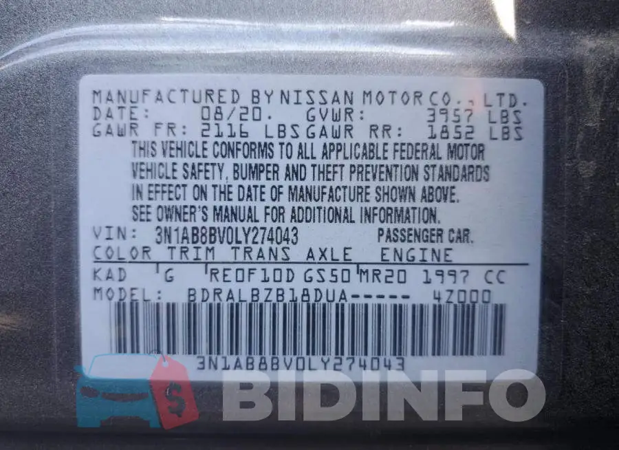 3N1AB8BV0LY274043 Photo# 12