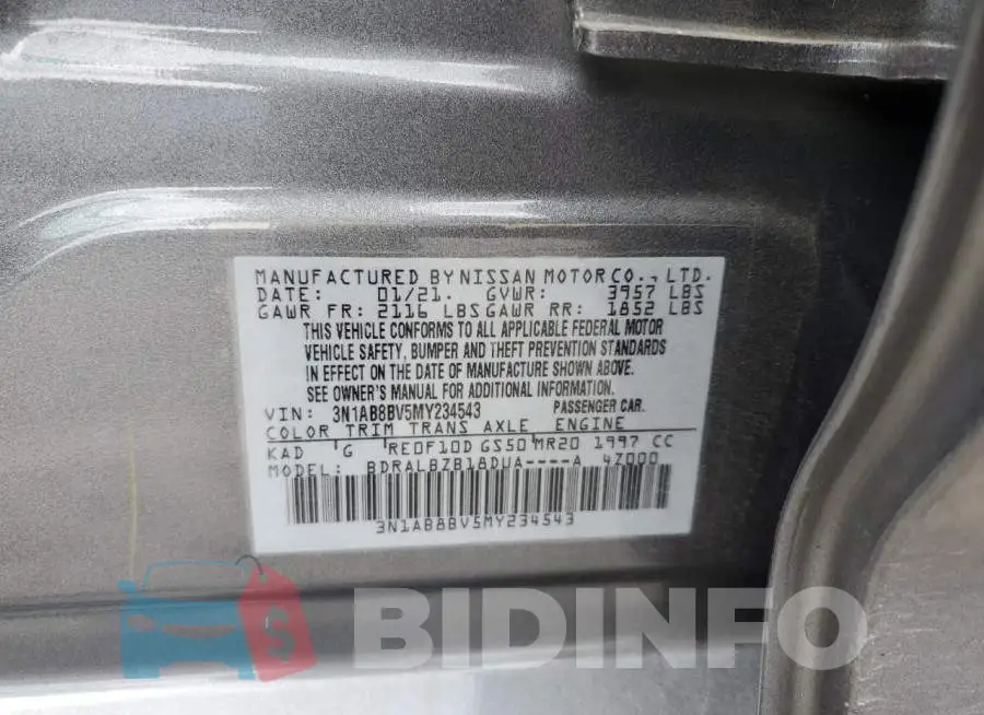 3N1AB8BV5MY234543 Photo# 12