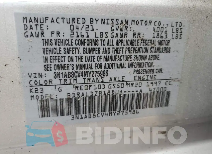 3N1AB8CV4MY275986 Photo# 12