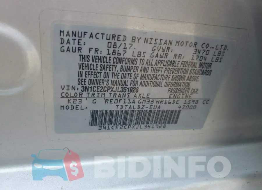 3N1CE2CPXJL351928 Photo# 12