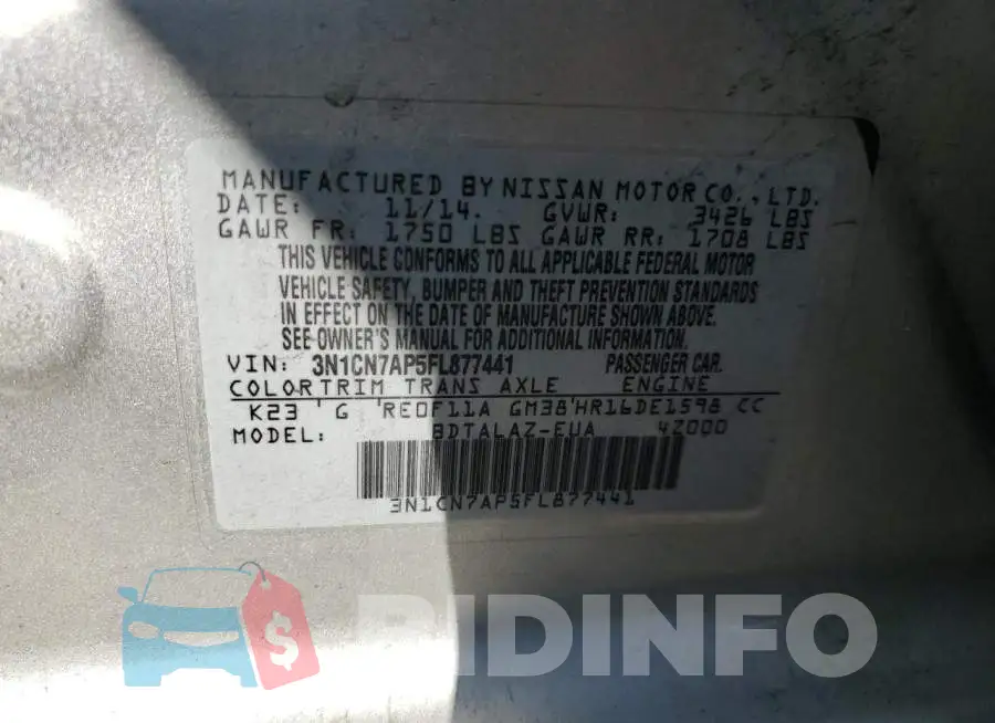 3N1CN7AP5FL877441 Photo# 12