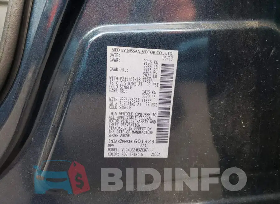 5N1AR2MMXEC601923 Photo# 12