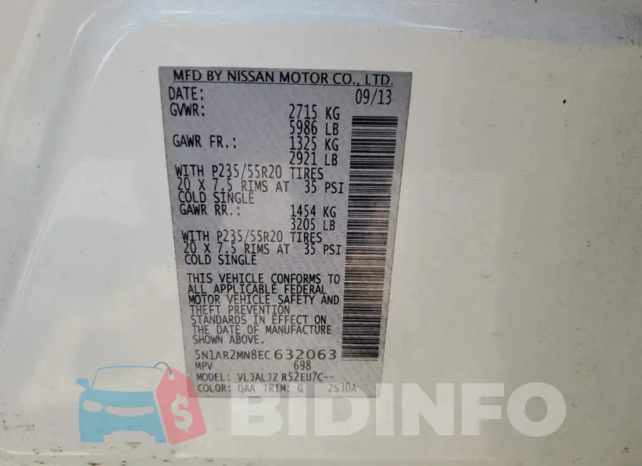 5N1AR2MN8EC632063 Photo# 12