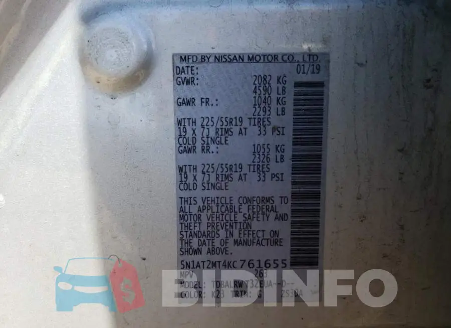 5N1AT2MT4KC761655 Photo# 12