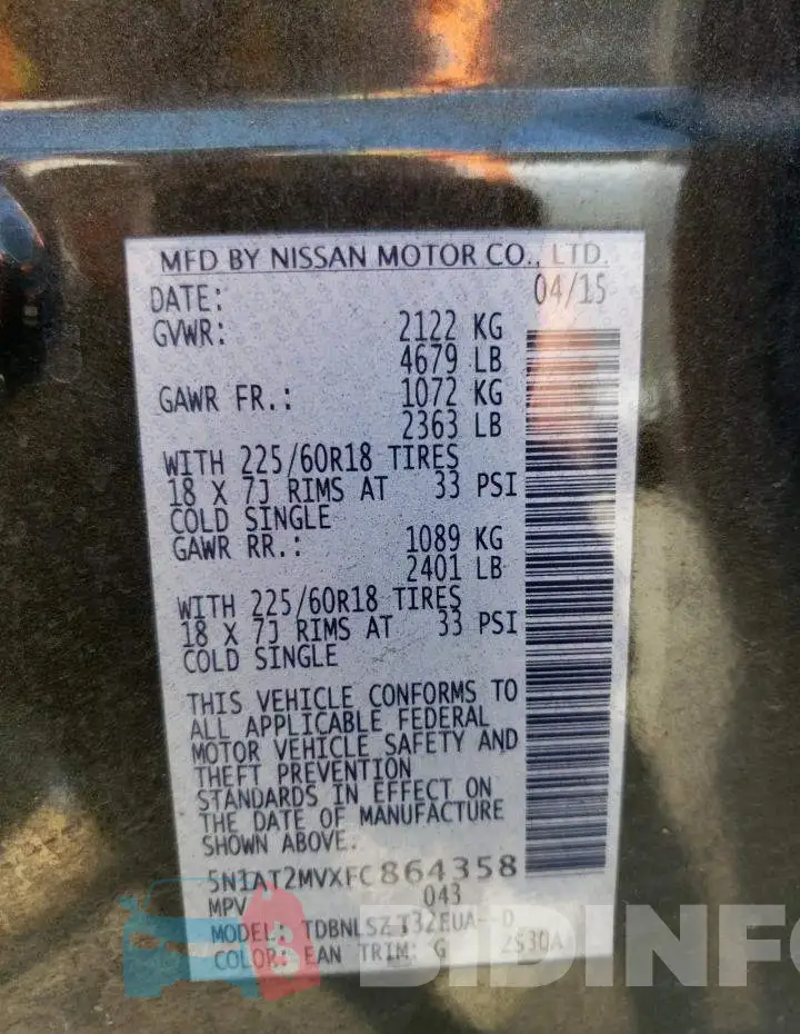 5N1AT2MVXFC864358 Photo# 13