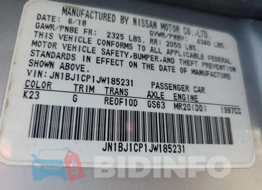 JN1BJ1CP1JW185231 Photo# 13