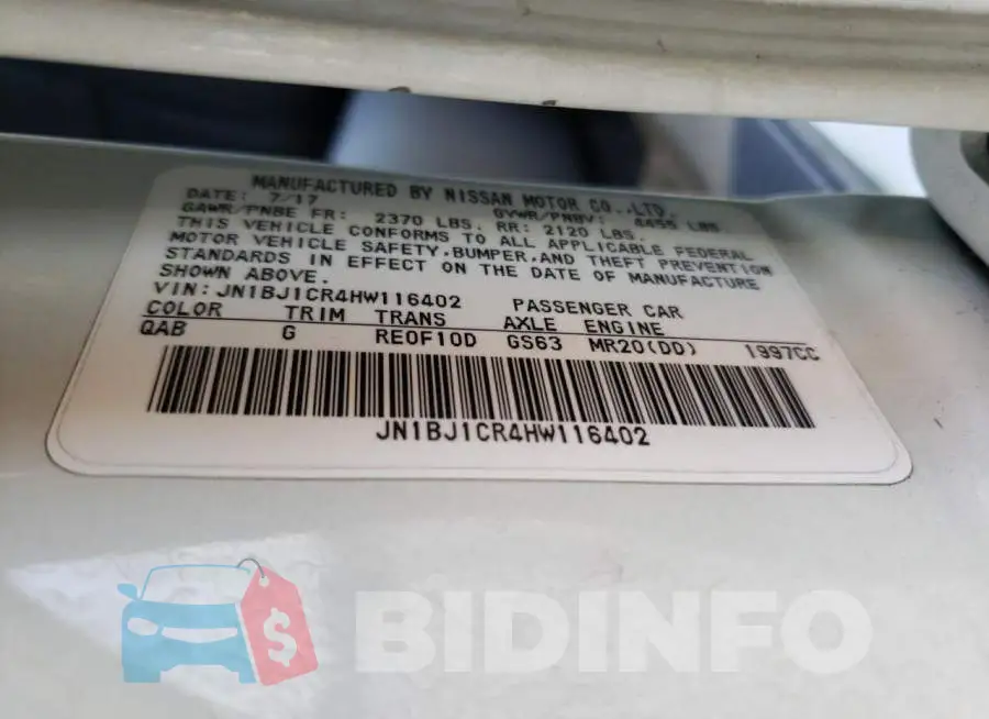 JN1BJ1CR4HW116402 Photo# 14