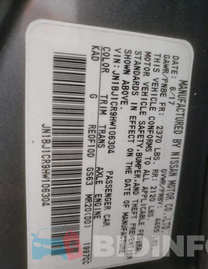 JN1BJ1CR9HW106304 Photo# 12