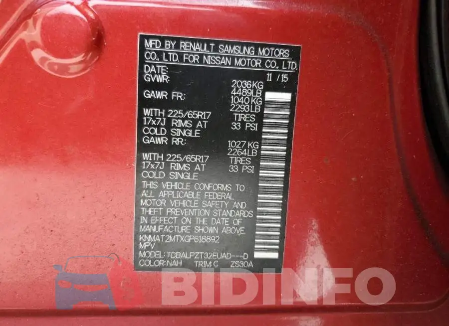 KNMAT2MTXGP618892 Photo# 14