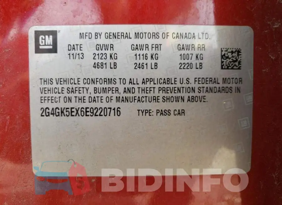 2G4GK5EX6E9220716 Photo# 12