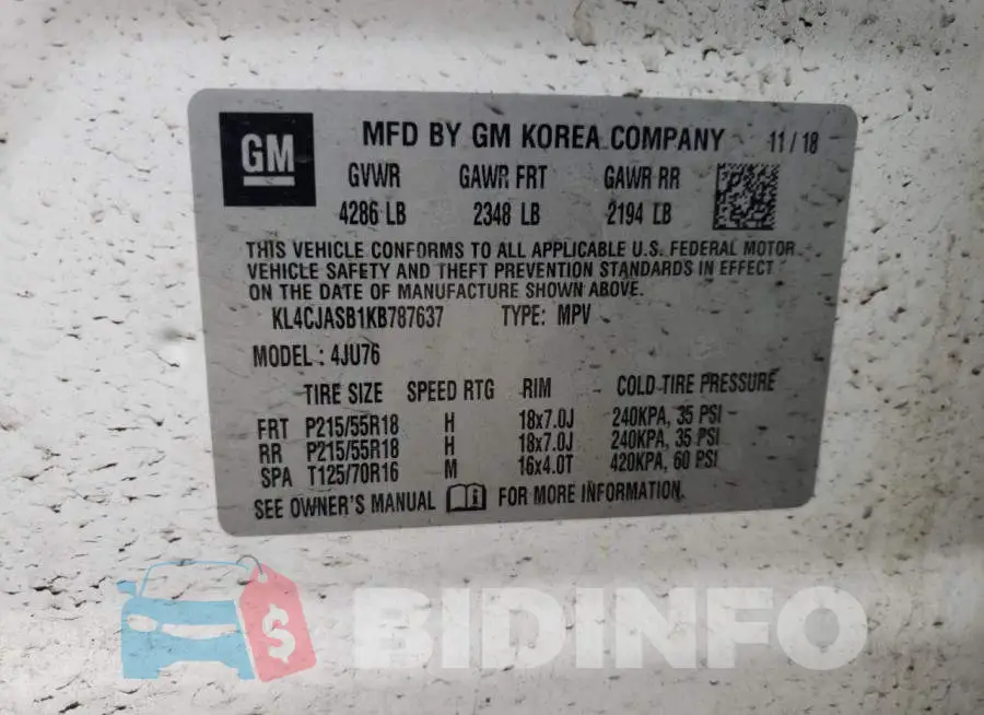 KL4CJASB1KB787637 Photo# 13