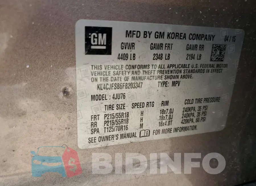 KL4CJFSB6FB203347 Photo# 12